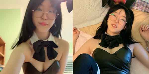 สาวแว่นใส่ชุดกระต่ายเซ็กซี่ วัยรุ่นน่ารักโชว์หุ่นสวยตัวเล็กเอวบางนมใหญ่น่าเย็ดมาก